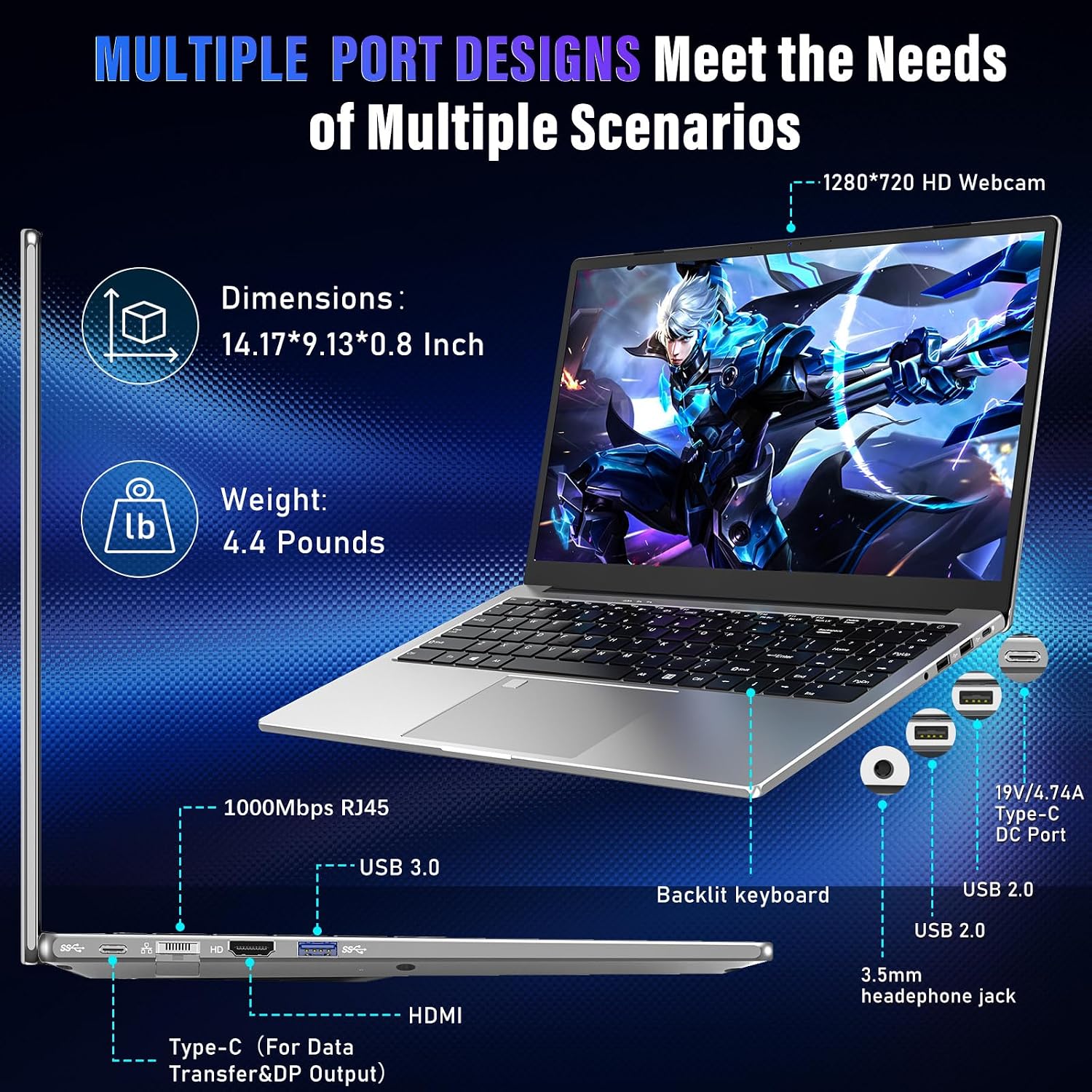 NAIKLULU Gaming Laptop Computer,15.6 Inch Laptop,i7-1195G7 4C/8T Processor(up to 5Ghz),MX450 Graphics,16GB RAM 1TB SSD,15.6'FHD 1920 * 1080 Display,WiFi 5,BT4.2,Backlit Keyboard