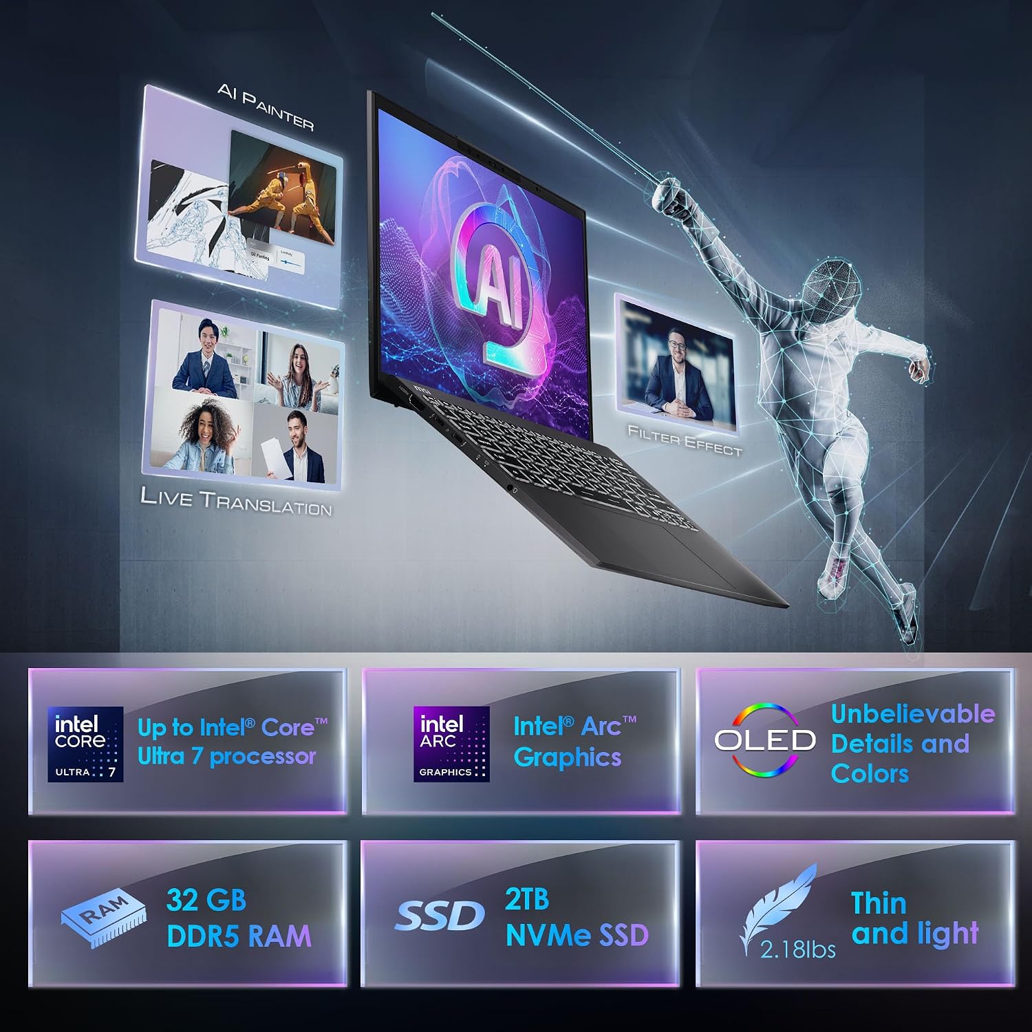 MSI Prestige 13 AI+ Evo (2024) 13.3' 2.8K OLED Business Laptop: Intel Core Ultra 7-258V, Arc Graphics, 32GB LPDDR5x, 2TB NVMe SSD, Thunderbolt 4, WiFi 7, Win 11 Home: Stellar Gray A2VMG-019US