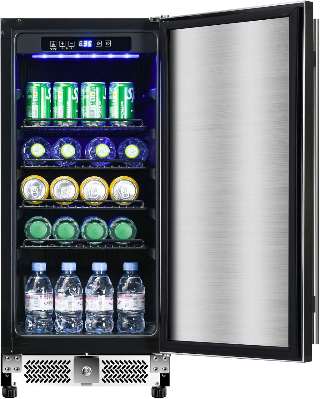 15 inch Outdoor Beverage Refrigerator, Under Counter fridge, 120 Cans Outdoor Wine Cooler with Stainless Steel Finish for Beer, Soda, Freestanding Small Drink Cooler