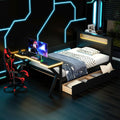 Harper & Bright Designs Twin Size Gaming Loft Bed with Charging Station & LED Headboard, Built-in Desk with Outlets & USB/Type-C Ports, 2 Storage Drawers for Modern Living, Black