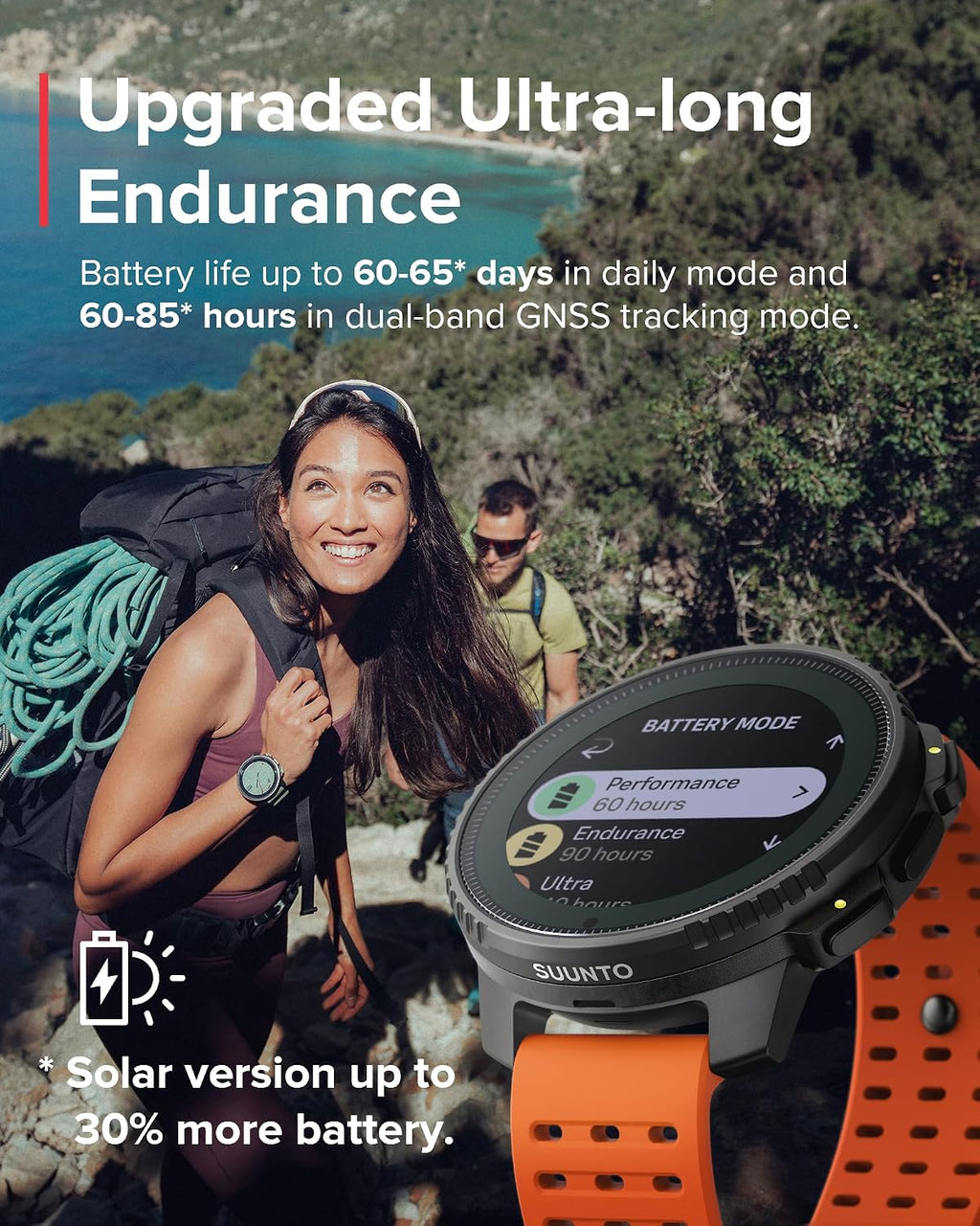 SUUNTO Vertical GPS Adventure Watch, Activity Tracker w/Dual-Band GNSS & Offline Maps, Supports 95+ Sports, Training Metrics & Recovery Insights, Solar Charging Opt. for 1yr Daily Use