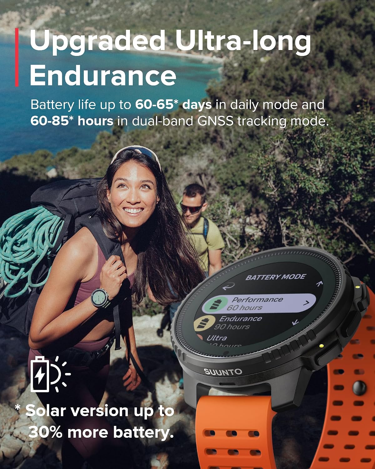 SUUNTO Vertical GPS Adventure Watch, Activity Tracker w/Dual-Band GNSS & Offline Maps, Supports 95+ Sports, Training Metrics & Recovery Insights, Solar Charging Opt. for 1yr Daily Use