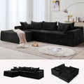 Korser 110' L-Shaped Modular Sectional Sofa with Chaise, Boneless Comfy Corduroy Fluffy Couch with Deep Seat and Side Pockets, Flexible Module Combination for Living Room, No Assembly, Side Pockets