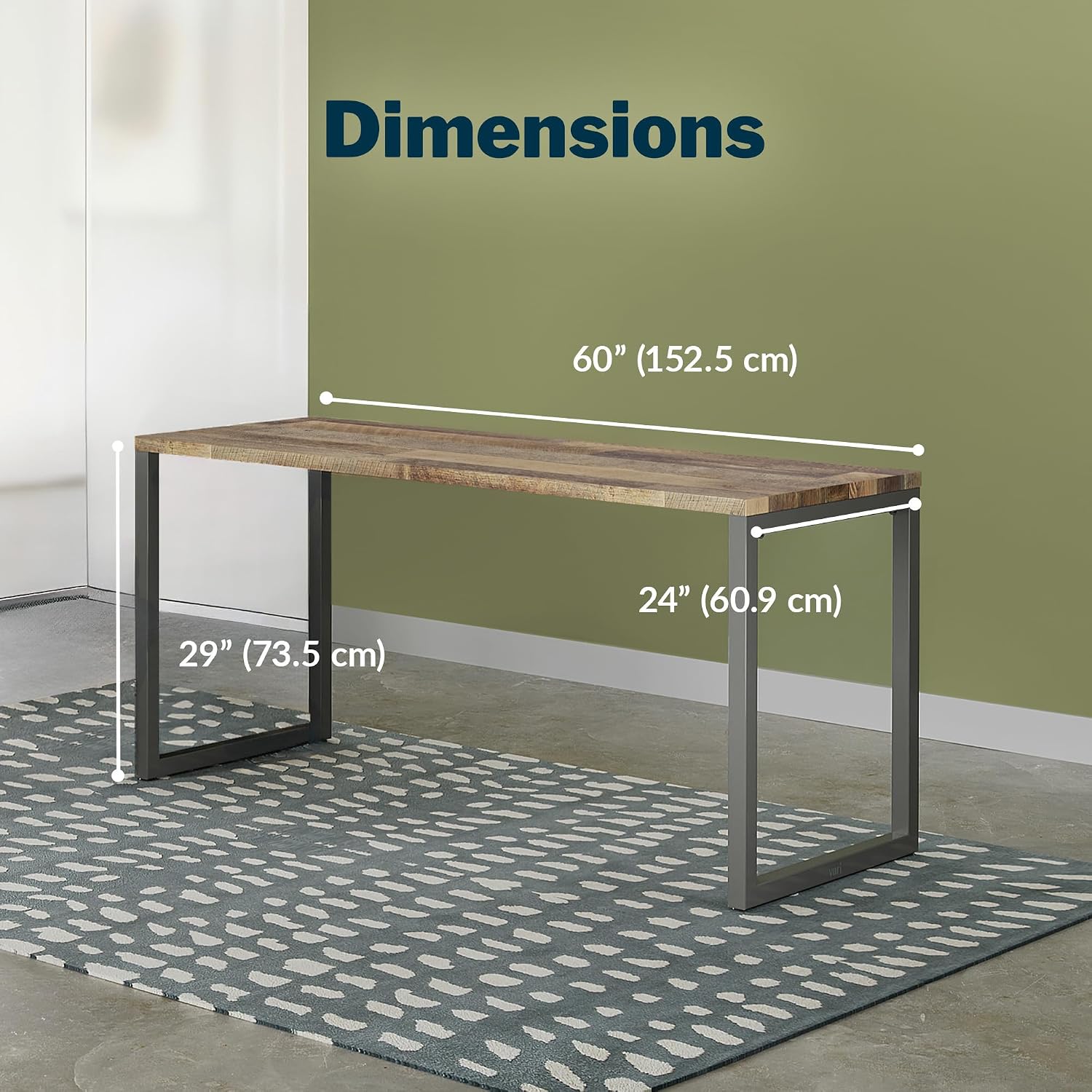 Vari Table 60x24 - Modern Computer Desk with Durable Laminate Finish and Slim Legs - Ideal for Gaming, Home, or Office - Stand-Alone Workstation or Corner Side Table - Reclaimed Wood