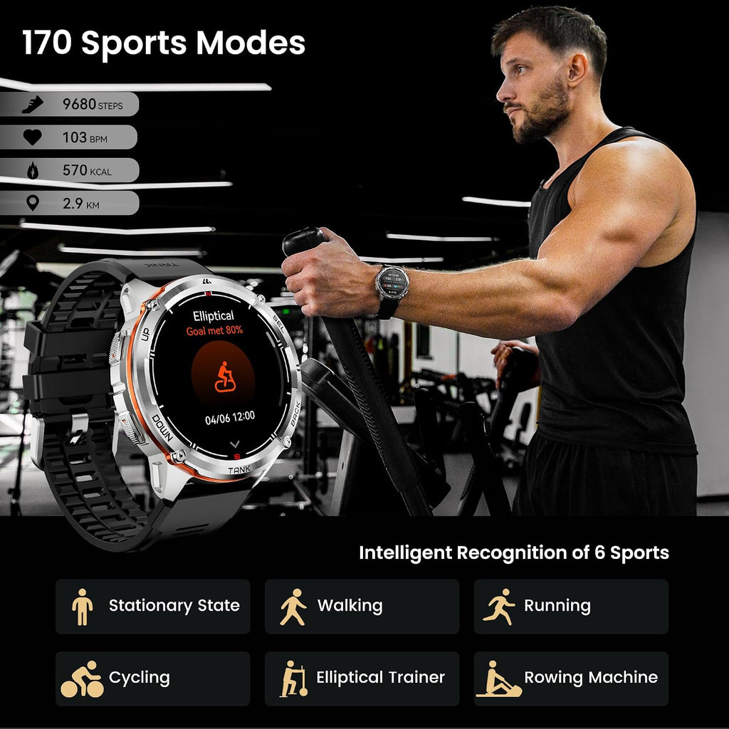 KOSPET Tank T3 Ultra 2 Smart Watch GPS for Men, 5ATM Waterproof, Pressure&Altitude&Compass, Extra-Large Battery, Full Metal Body Rugged Military Smartwatch Bluetooth Calling-1.43' AMOLED Display