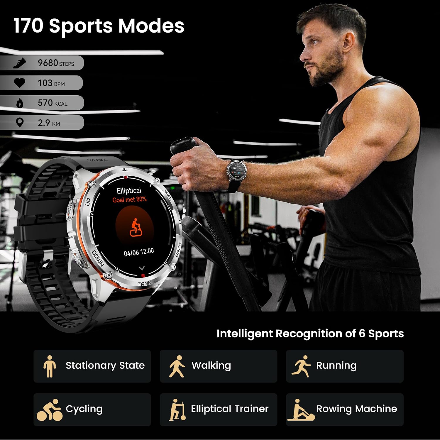 KOSPET Tank T3 Ultra 2 Smart Watch GPS for Men, 5ATM Waterproof, Pressure&Altitude&Compass, Extra-Large Battery, Full Metal Body Rugged Military Smartwatch Bluetooth Calling-1.43' AMOLED Display