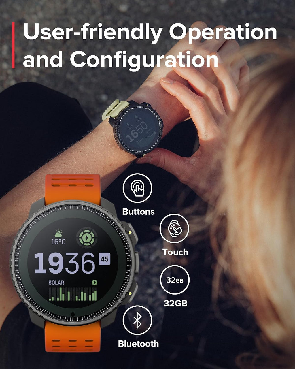 SUUNTO Vertical GPS Adventure Watch, Activity Tracker w/Dual-Band GNSS & Offline Maps, Supports 95+ Sports, Training Metrics & Recovery Insights, Solar Charging Opt. for 1yr Daily Use