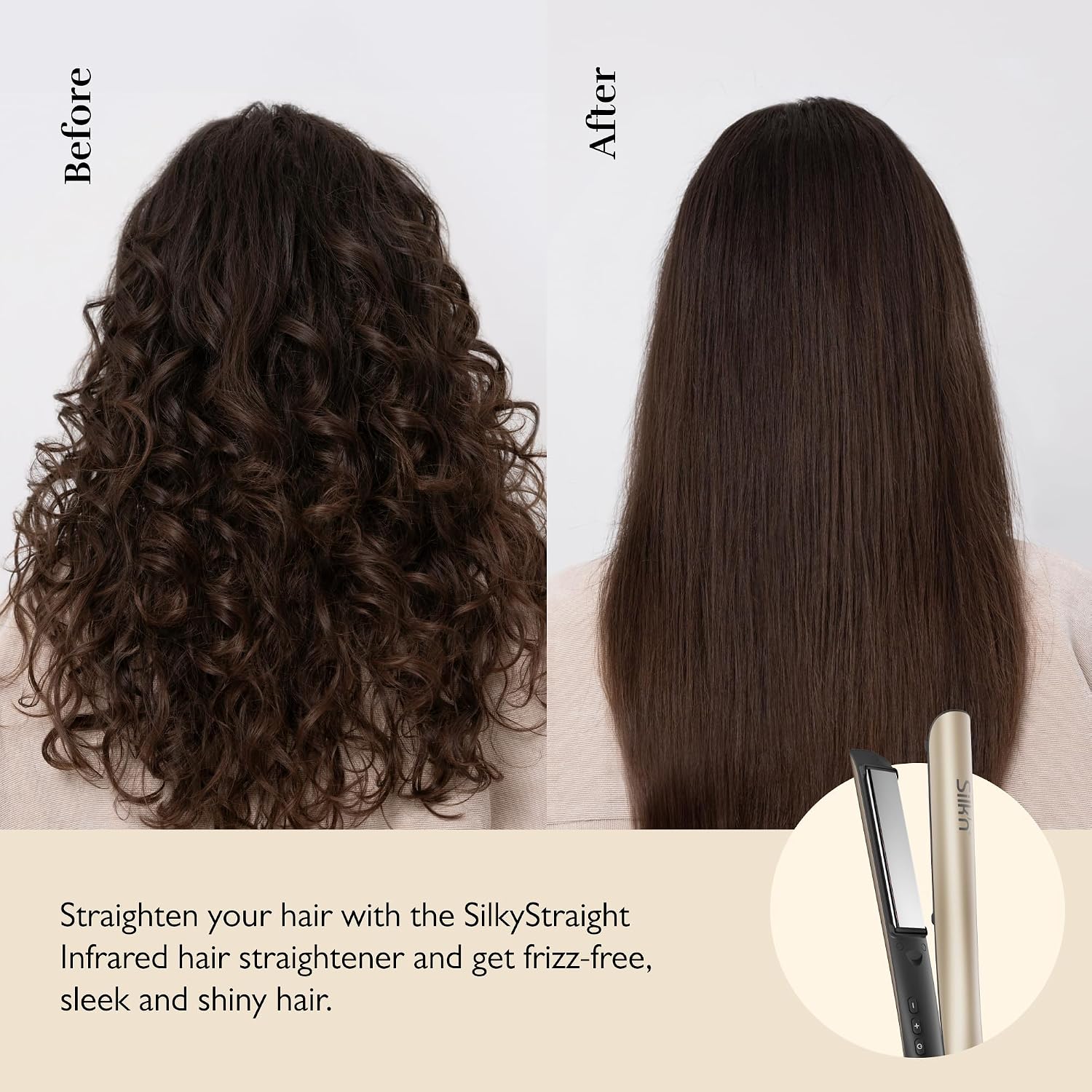 Silk'n SilkyStraight Hair Straightener & Curler 2 in 1, Professional 1' Titanium Flat Iron with Infrared & Ionic Tech, Floating Plates, 12 Settings 240–450°F, 15-Sec Heat-Up, Dual Voltage