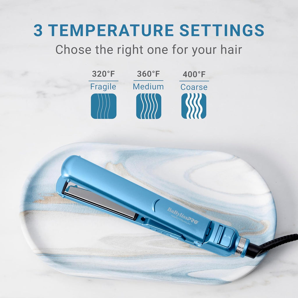 BabylissPRO Nano Titanium Ultra-Thin Hair Straightener, Professional Flat Iron, 5-Inch Extended Plates for Faster Straightening, for All Hair Types