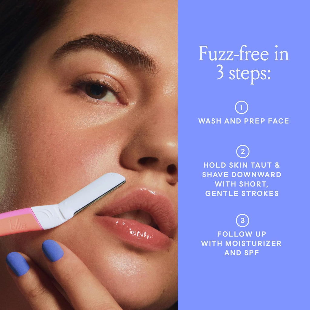 Billie - Dermaplane Starter Kit - Reusable Handle + 3 Refill Blades - Remove Facial Hair + Perfectly Shape Brows - Dermatologist-Approved - Malibu,(Pack of 12)