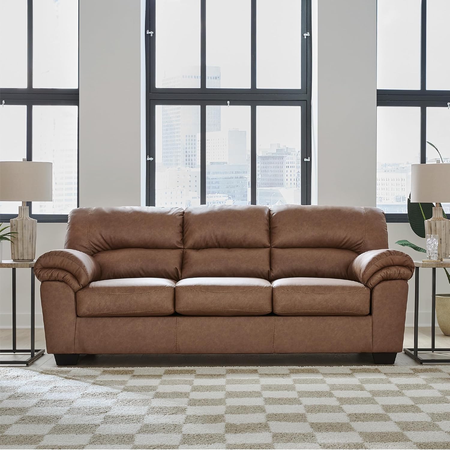 Signature Design by Ashley Walker Point Contemporary Sofa with Removable Cushion, Light Brown