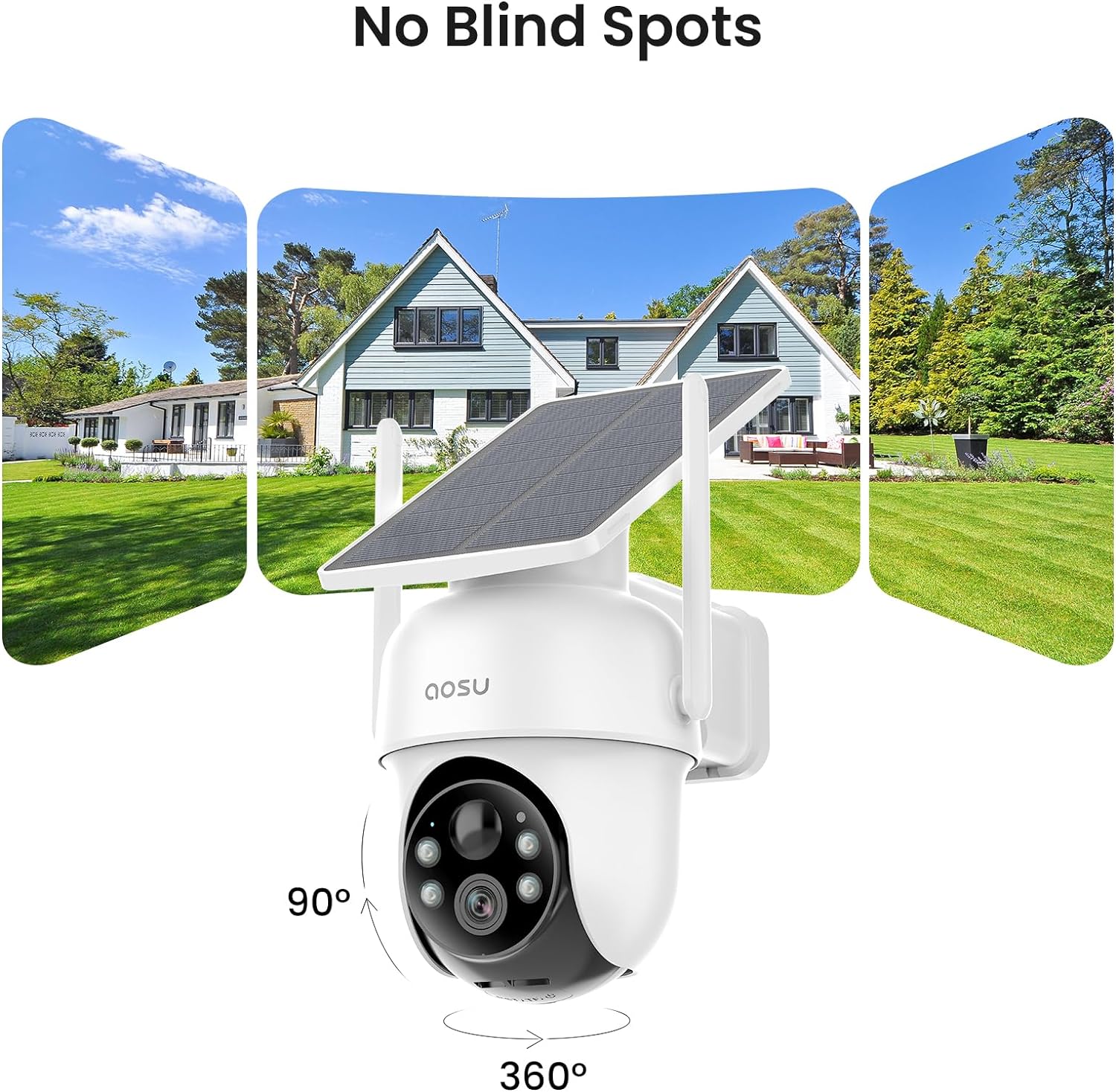AOSU Solar Security Cameras Wireless Outdoor,4 Cam Kit 2K Doorbell Camera Wireless, No Subscription, No Monthly Fee.