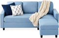 Best Choice Products Upholstered Sectional Sofa for Home, Apartment, Dorm, Bonus Room, Compact Spaces w/Chaise Lounge, 3-Seat, L-Shape Design, Reversible Ottoman Bench, 680lb Capacity - Light Blue