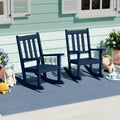 WestinTrends Malibu Outdoor HDPE Plastic Preschool Toddler Rocking Chairs (Set of 2), Navy Blue