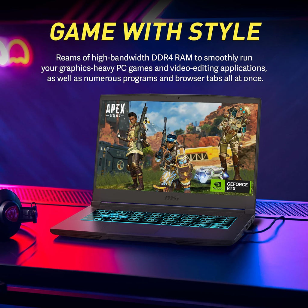msi Thin 15.6' FHD IPS 144Hz Gaming Laptop, Intel i5-12450H, 8GB RAM, 512GB PCIe SSD, NVIDIA GeForce RTX 2050, Backlit Keyboard, WiFi 6, Black, Win 11 Pro, 128GB Hotface Extension Set