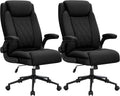 ralex-chair 2 Pack Big and Tall Office Chair -500 lb Heavy Duty Office Chair for Big Man, Fabric High Back Executive Office Desk Chair with 120° Tilt Rock,Computer Desk Chair with flip up arm - Black