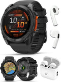PlayBetter Garmin Fenix 8 AMOLED (51mm, Slate Gray/Black) Multisport GPS Smartwatch Bundle - 1.4' Touchscreen, Built-in LED Flashlight Wireless Running Earbuds