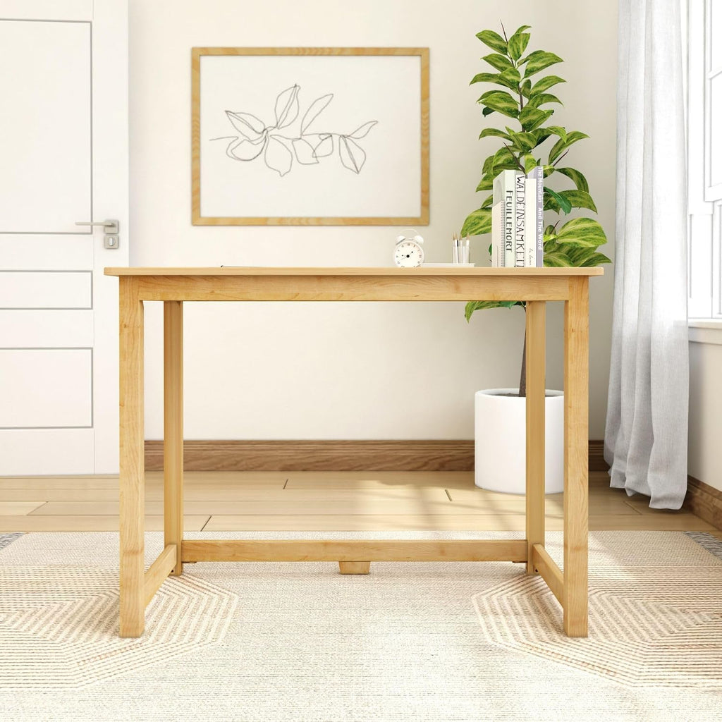 Plank+Beam Writing Desk, Simple Desk for Bedroom, Home Office Study Desk, 39 Inch, Natural
