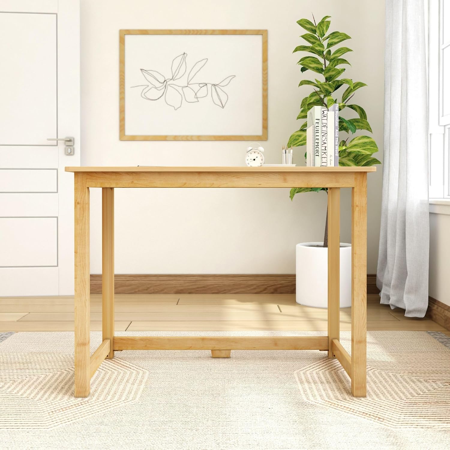 Plank+Beam Writing Desk, Simple Desk for Bedroom, Home Office Study Desk, 39 Inch, Natural