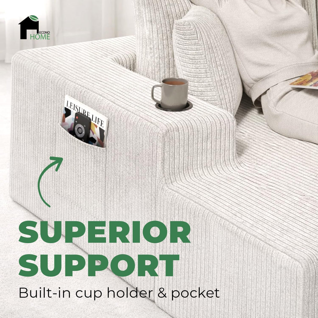 EconoHome Boneless Cloud Sectional Sofa - Plush Deep Seat L-Shaped Couch for Relaxing & Entertaining, Durable Construction & Easy Assembly, Perfect Addition to Any Living Room