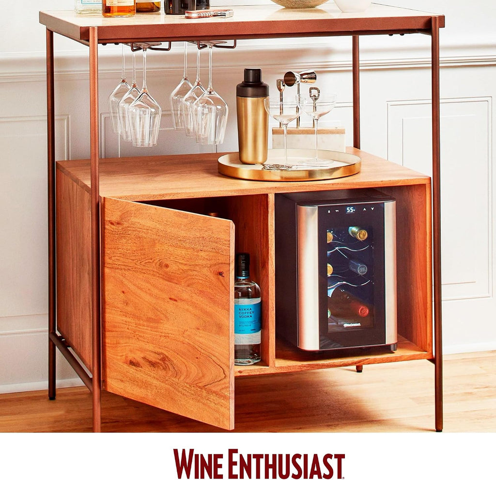 Wine Enthusiast 6-Bottle Countertop Wine Cooler – Compact Mini Fridge for Kitchen or Bedroom with 3 Shelves, Energy-Efficient Cooling, Adjustable Digital Temperature Control