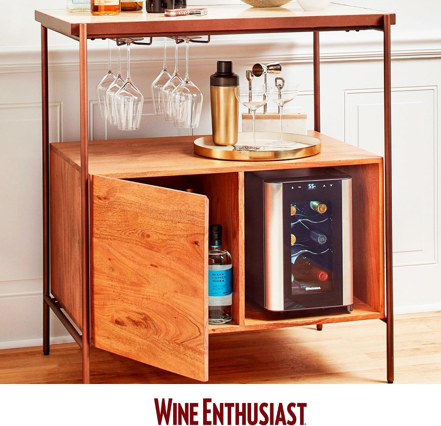 Wine Enthusiast 6-Bottle Countertop Wine Cooler – Compact Mini Fridge for Kitchen or Bedroom with 3 Shelves, Energy-Efficient Cooling, Adjustable Digital Temperature Control