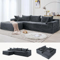 Korser 110' L-Shaped Modular Sectional Sofa with Chaise, Boneless Comfy Corduroy Fluffy Couch with Deep Seat and Side Pockets, Flexible Module Combination for Living Room, No Assembly, Side Pockets