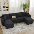 Belffin U Shaped Couch with Reversible Chaises Sectional Couches for Living Room Sectional Couch with Ottomans Corduroy (Dark Grey, U Shaped)