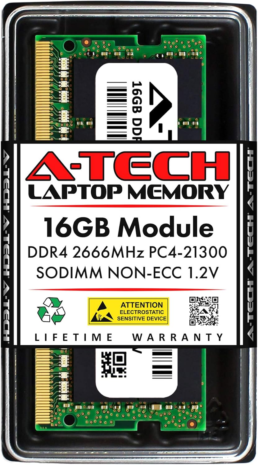 A-Tech 16GB RAM for MSI GF63 Thin Laptop | DDR4 2666MHz PC4-21300 SODIMM 1.2V 260-Pin Non-ECC SO-DIMM Memory Upgrade