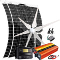640W Wind Solar Power Complete Kit with 1000W Inverter: 400W Wind Turbine Generator + 2pcs 120W Flexible Solar Panels + Controller + Cables for Off Grid 12V 24V Battery Charging