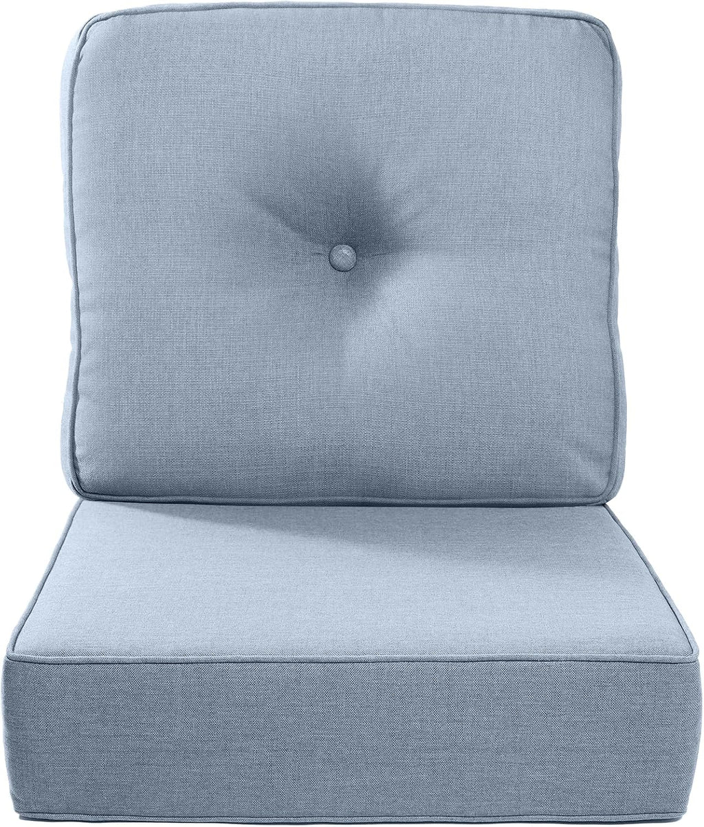 Luxury 22x24/22x25 6-Inch Outdoor Cushions - Water Repellent 1 Set Zippered Patio Chair Cushion for Wicker Dining Rocking Swivel Chairs Loveseat Couch Sectional Sofa - Baby Blue