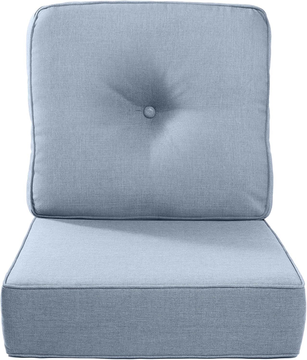 Luxury 22x24/22x25 6-Inch Outdoor Cushions - Water Repellent 1 Set Zippered Patio Chair Cushion for Wicker Dining Rocking Swivel Chairs Loveseat Couch Sectional Sofa - Baby Blue