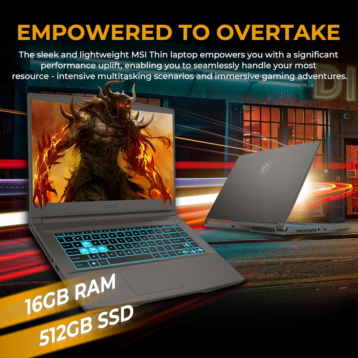 msi Thin 15.6' 144Hz FHD Display Gaming Laptop, Intel Core i5-13420H, NVIDIA GeForce RTX 3050, 16GB RAM, 1.5TB Storage (512GB SSD&1TB Docking Station Set), Wi-Fi 6, Backlit Keyboard, Win 11 Pro, Gray