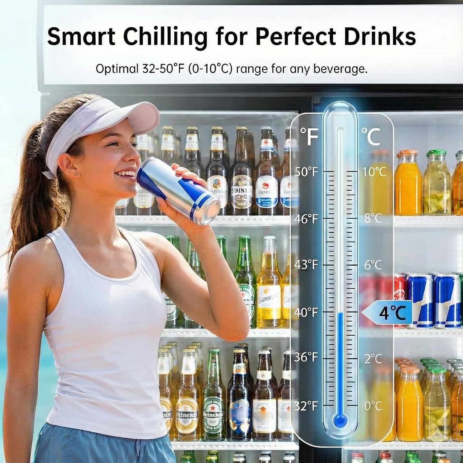 Commercial Refrigerator Glass 2-Door Sliding Door Merchandiser Display Cooler Beverage Fridge Drink cooler NSF Certified, 48 inches width, capacity 40 cuft 110V, Restaurant Kitchen Cafe LCG-1000BFS