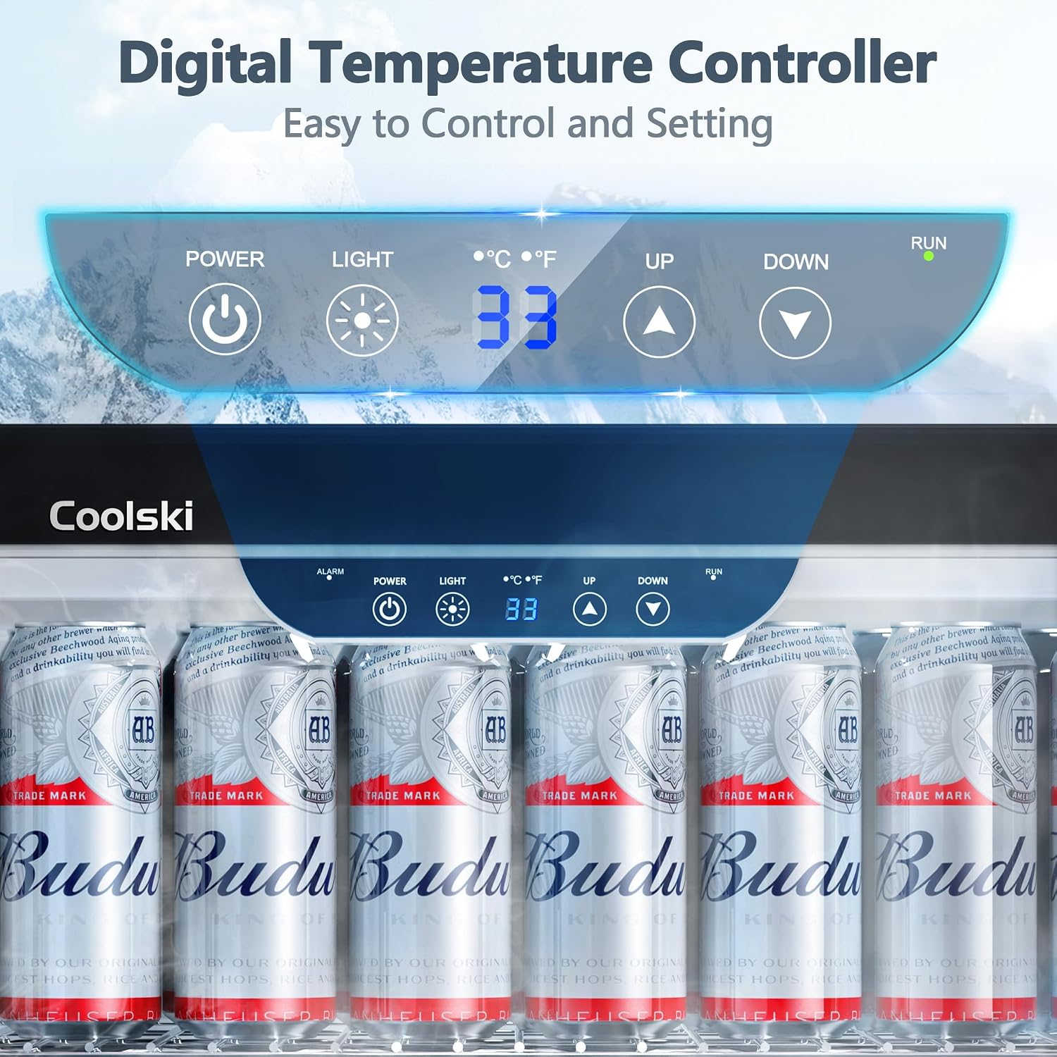 Coolski Beverage Refrigerator, 24 Inch Under Counter Beverage Fridge, 180 Cans Built-In or Freestanding Beverage Cooler with Glass Door for Home Bar Kitchen, ETL, DOE, NSF Approved