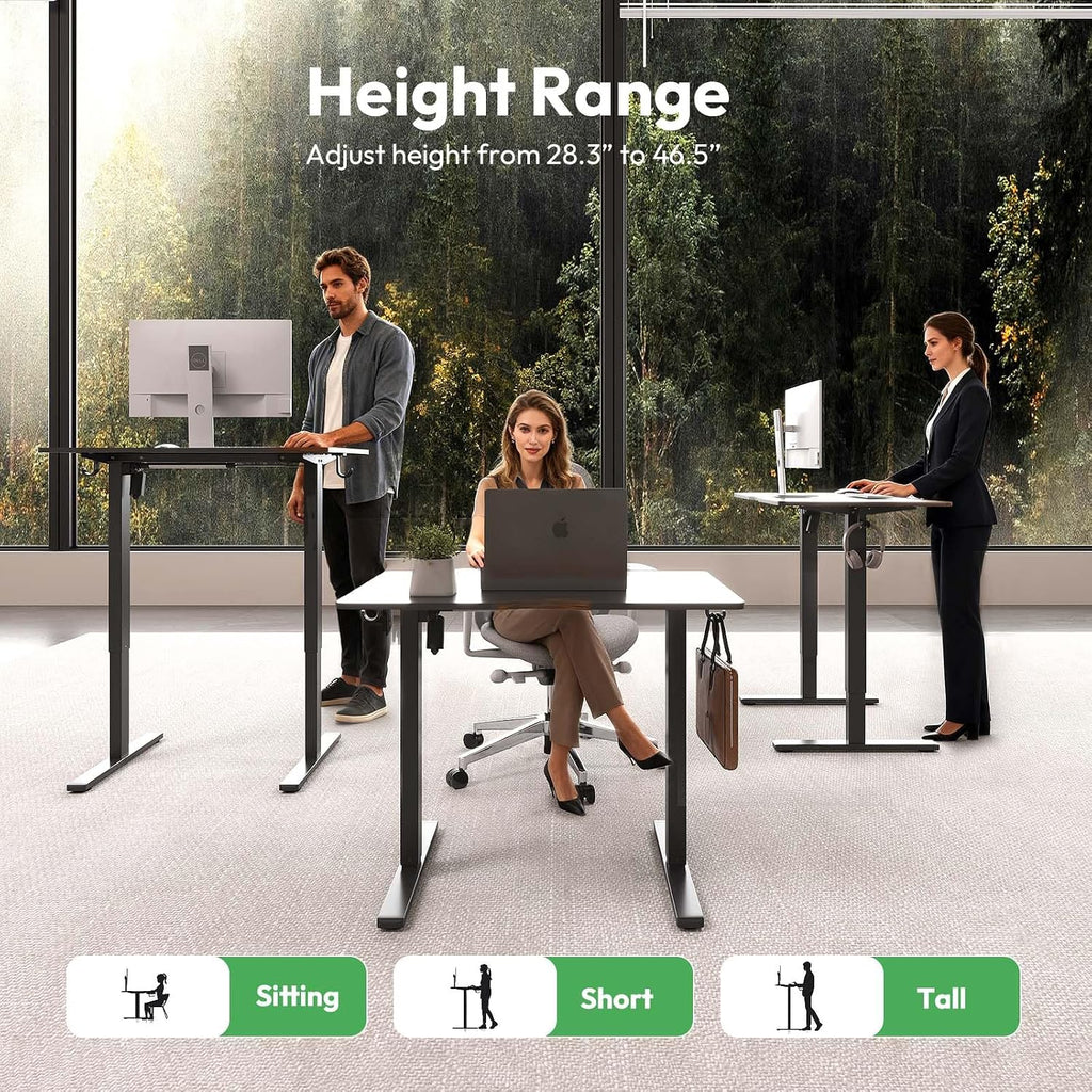 Electric Standing Desk,35x24 Inches Adjustable Height Stand up Desk, Sit Stand Home Office Desk with Splice Board, 3 Preset Heights,Equipped with Hooks,Ergonomic Computer Desk Workstation，Black