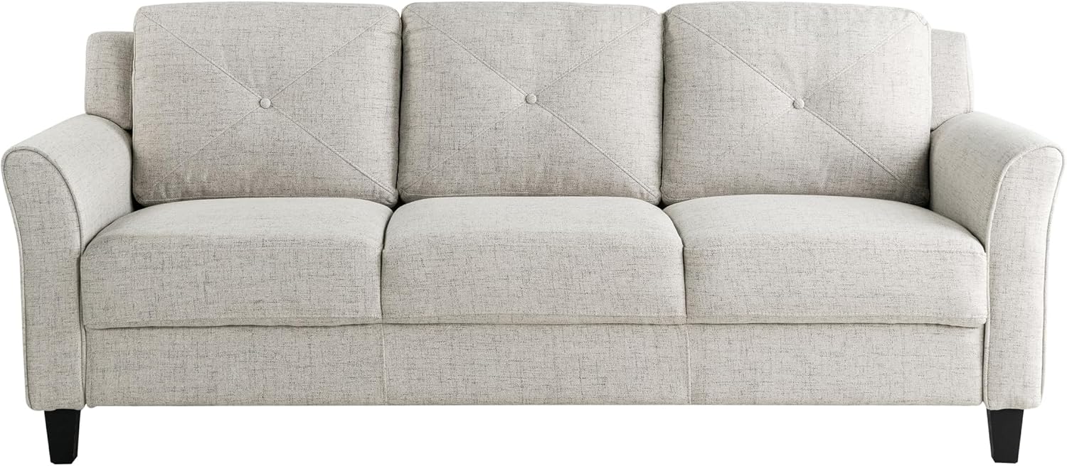 Studio Living Harrington 80.3' Sofa, Transitional Modern, Pocket Coil Comfort, Easy Assembly, Woven Fabric, Beige