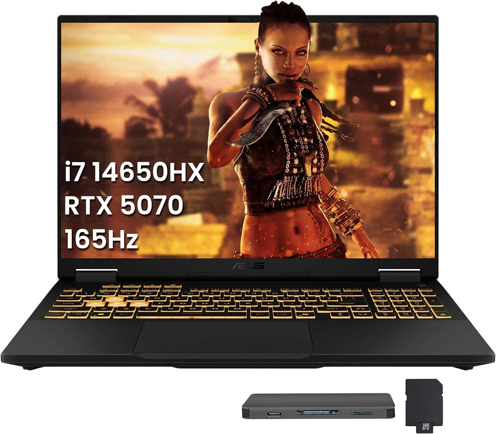 ASUS TUF F16 16' WUXGA 165Hz Gaming Laptop, Intel i7-14650HX, NVIDIA GeForce RTX 5070 8GB, 32GB DDR5, 2TB SSD, RGB Backlit Keyboard, 1080p IR Camera, Wi-Fi 6E, Win 11, Gray, 1TB Docking Station Set