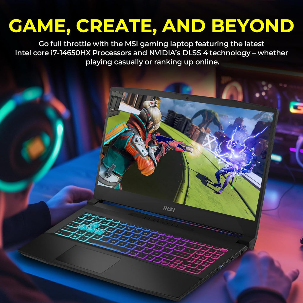 msi Katana 15.6' 165Hz QHD Gaming Laptop, NVIDIA GeForce RTX 5070 8GB, 16GB DDR5 RAM, 2TB Storage(1TB SSD & 1TB Docking Station), Intel i7-14650HX, 4 Zone RGB Backlit Keyboard, Windows 11 Pro, Black