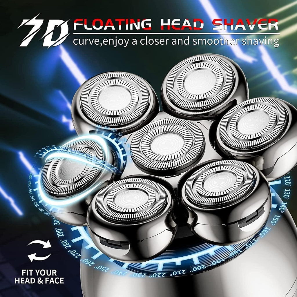 Electric Razor for Men, Electric Shaver 7D Floating Cutter Head Base Charging Portable Men Beard Trimmer Clipper Skull Shaver Waterproof Shaving