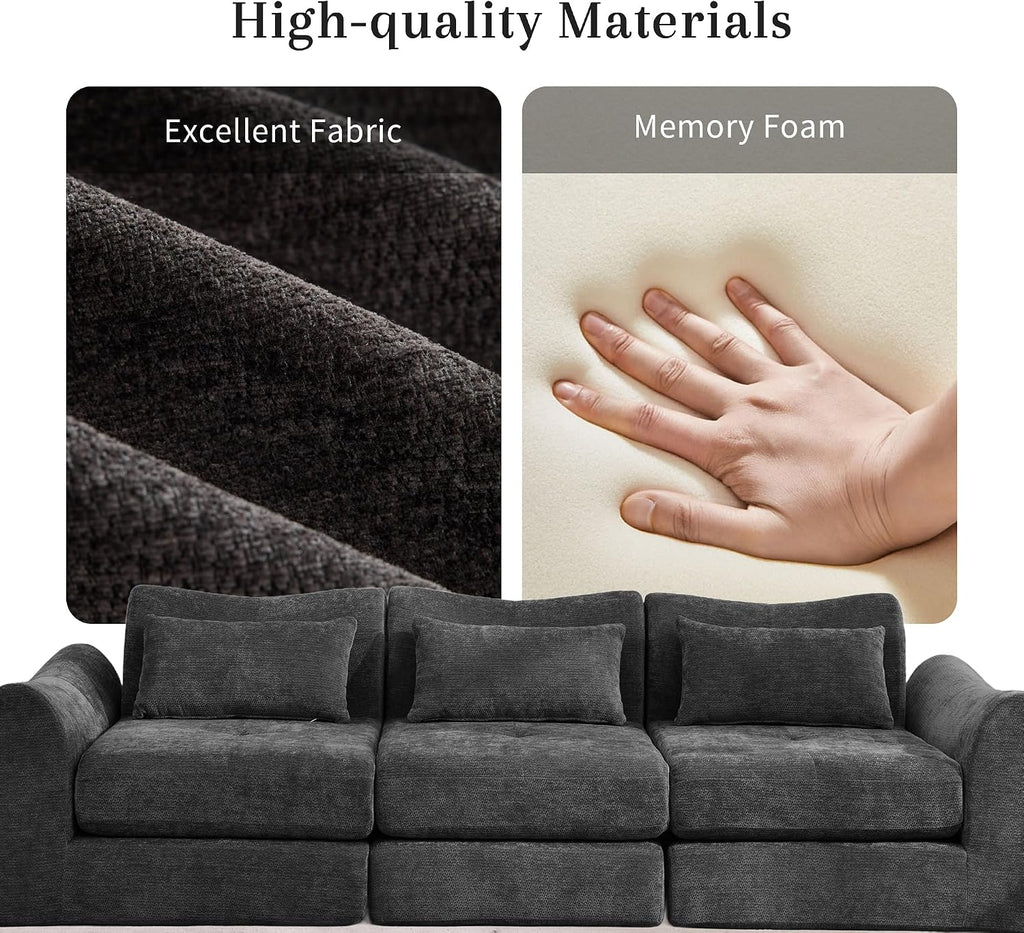MAXMAXX 102' Cloud Sofa, 4-in-1 Folding Sofa Bed, Floor-Standing Boneless Couch, Futon Sofa Bed for Living Room, Bedroom and Entertainment Room (Black)