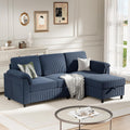Sectional Sofa Couch for Living Room, 79' Sectional Couches with Ottoman, L Shaped Couch with Armrests Side Storage Pockage, Small Sofa Couches for Apartment, Blue