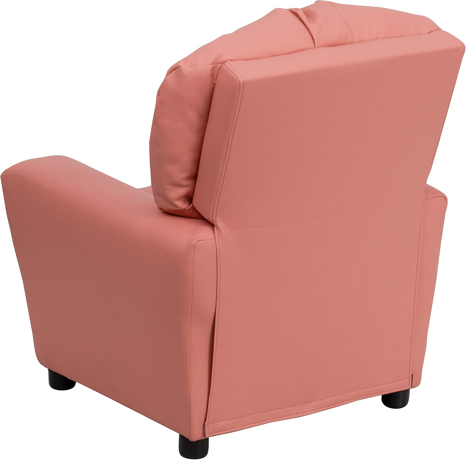 EMMA + OLIVER Pink Vinyl Kids Recliner with Cup Holder