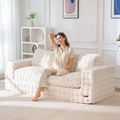 MAXYOYO 3-Seater Boneless Sofa Couch, Modern Bubbled Sofa for Living Room, Soft Bean Bag Chair High-Density Foam Couch with Pillows, No Assembly Required