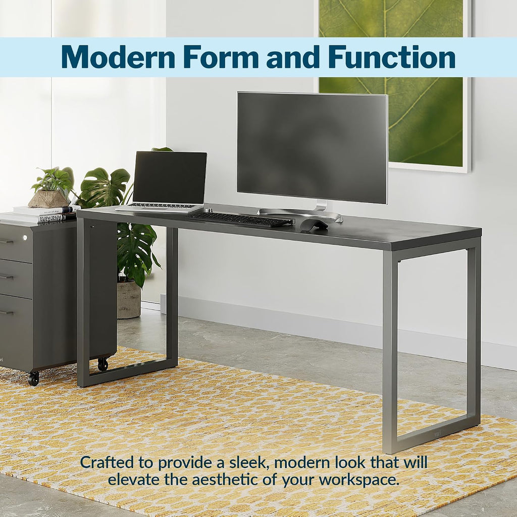 Vari Table 60x24 - Modern Computer Desk with Durable Laminate Finish and Slim Legs - Ideal for Gaming, Home, or Office - Stand-Alone Workstation or Corner Side Table - Black