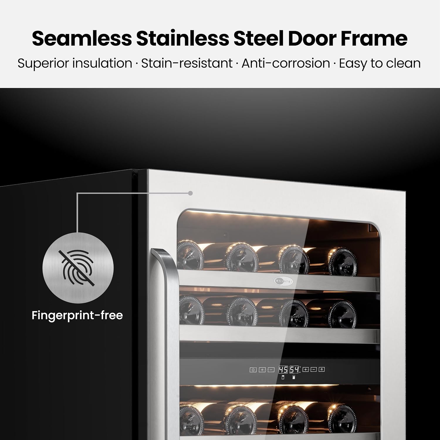Whynter 46 Bottle Wine Cooler Refrigerator, 24 Inch Wine Fridge Dual Zone, 40-65°F Wine Refrigerator, 3 LED Wine Cellar Glass Door, Built-in or Freestanding for Home Bar Kitchen Office(5.65 cu.ft)