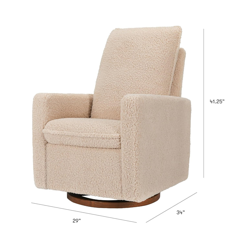 Babyletto Cali Pillowback Swivel Glider in Chai Shearling, Greenguard Gold and CertiPUR-US Certified