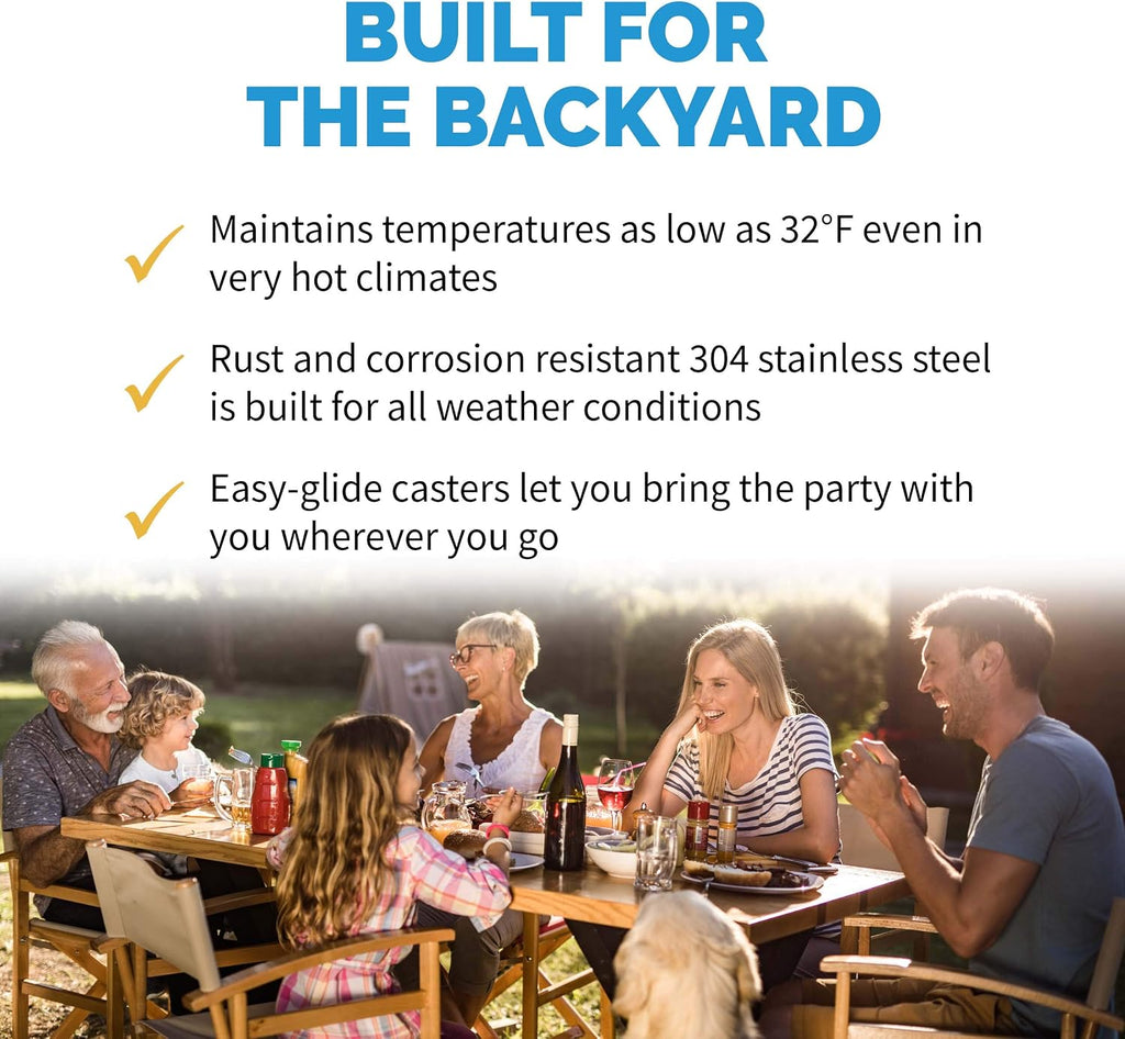 NewAir 24' Outdoor Beverage Fridge | Freestanding or Built-In Under counter Refrigerator for Outside Patio | Weatherproof Outdoor Fridge for 160 Cans with Auto-Closing Door | Stainless Steel