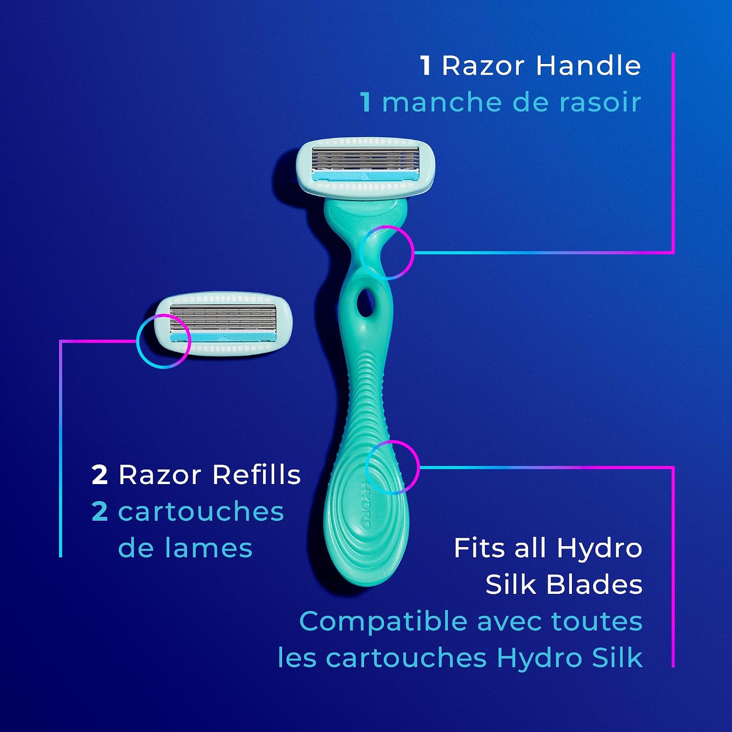 Schick Hydro Silk Sensitive Women's Razor | 5-Blade Razors for Women Sensitive Skin | Womens Razors-Sensitive Skin-| 1 Handle & 2 Razor Blade Refills,(Pack of 12)