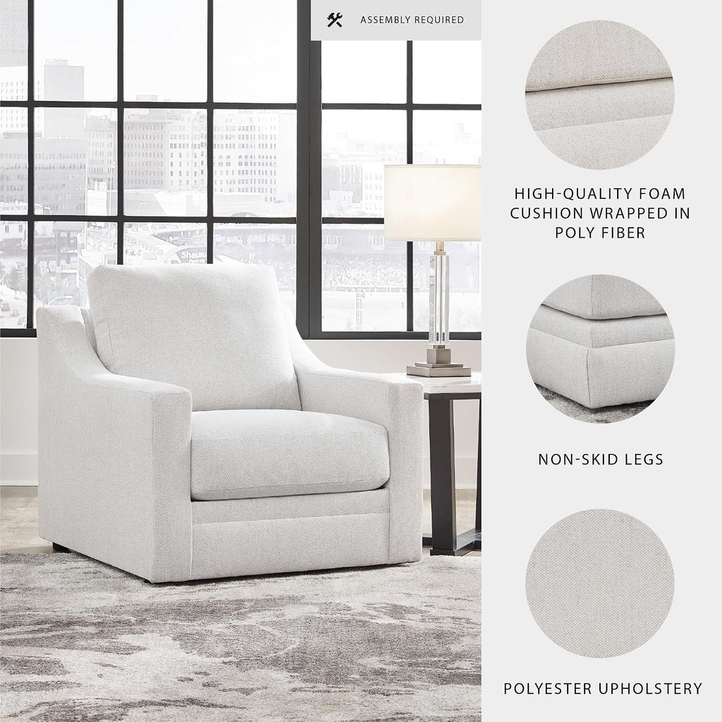Signature Design by Ashley Maitelynn Contemporary Upholstered Chair with Non-Skid Legs, White